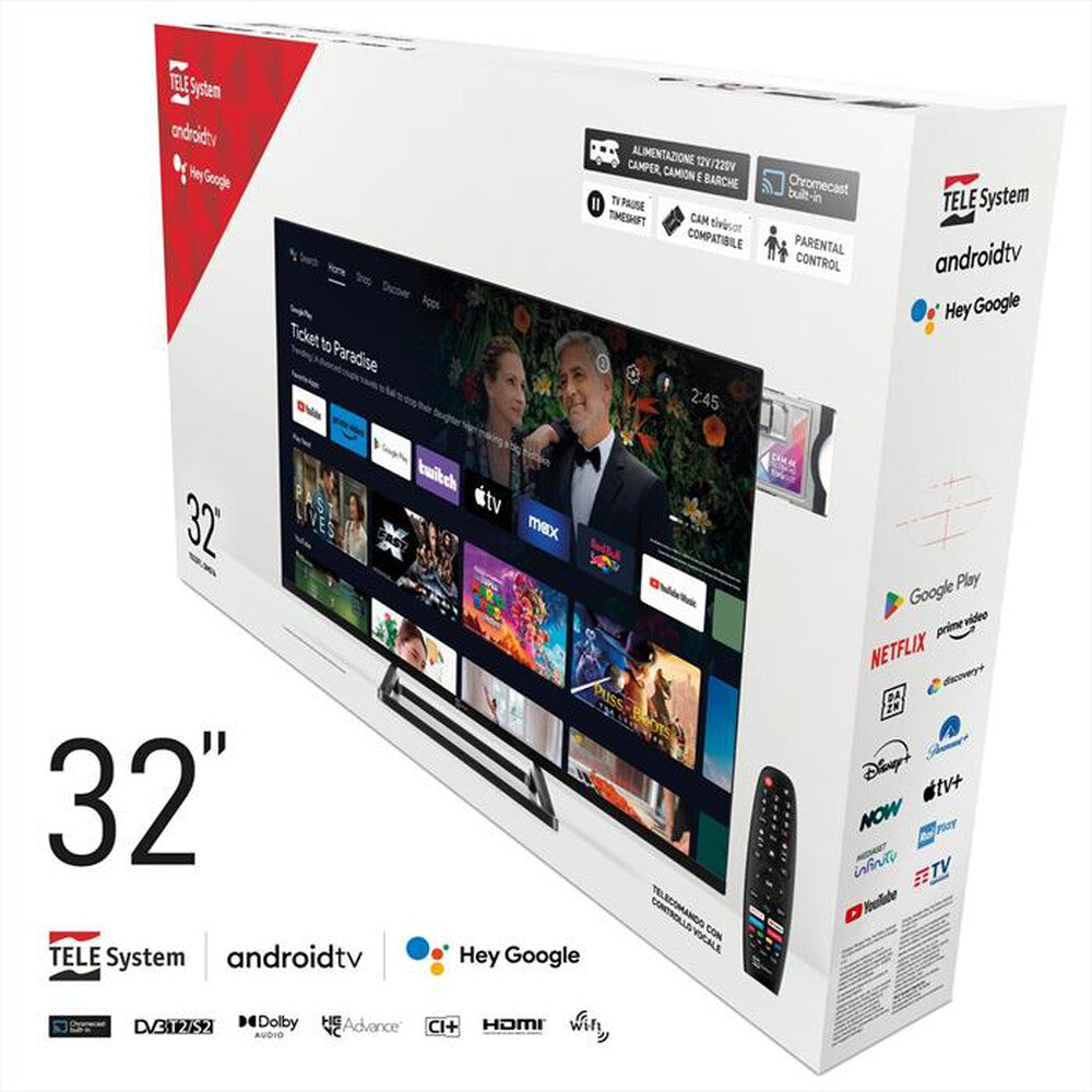 Smart TV Telesystem 32″ – Modello Palco 32 FL13 – HD Ready, Doppio Tuner, Classe E